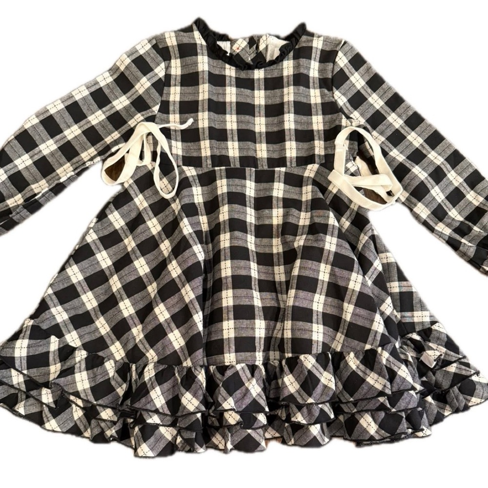 Sweethoney 4t black white checkered twirl lined dress euc